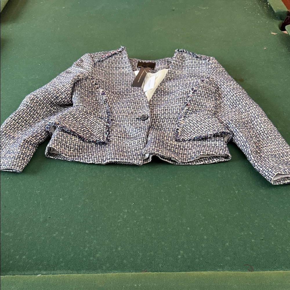 Banana Republic Blue and White Tweed Blazer. CAJA. # 6 A